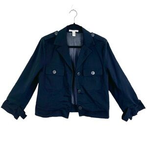 Kenneth Cole New York Cotton Blazer, Black Cropped Boxy Jacket, Size 8